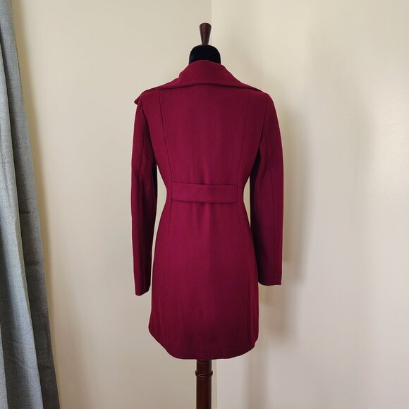 Burgundy Wool Blend MOSSIMO Snap Button Pea Coat - M - Picture 2 of 6